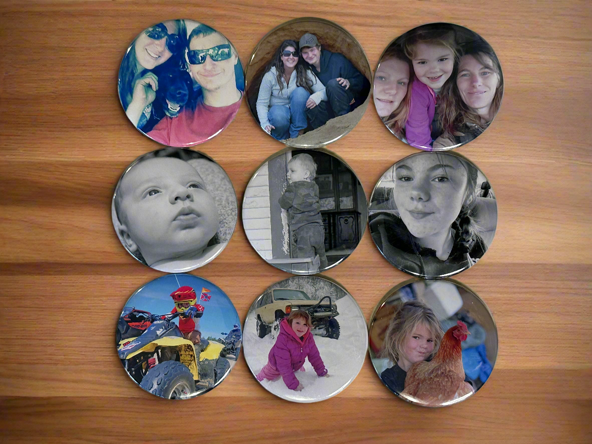 Custom Round Photo Magnets set of 9